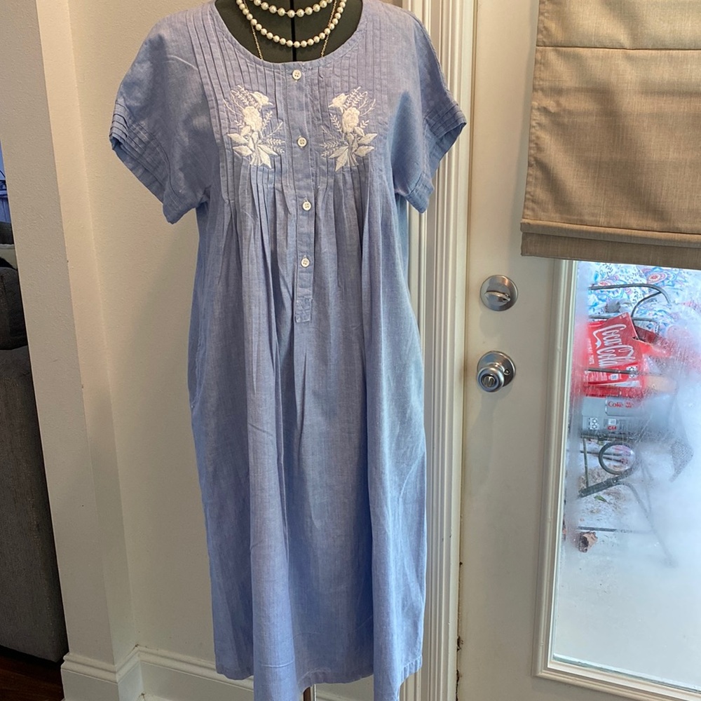 Vintage patio dress small blue lightweight